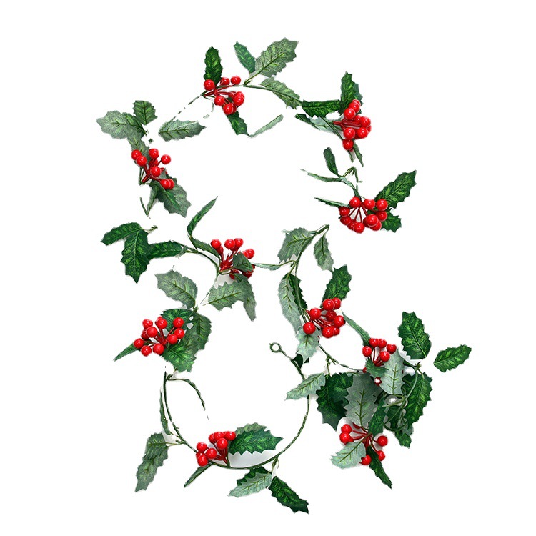 Picture of Amazon New Christmas Atmosphere Decoration Home Decoration Simulation Vine Scenic Area Decoration Wall Hanging Red Fruit Rattan