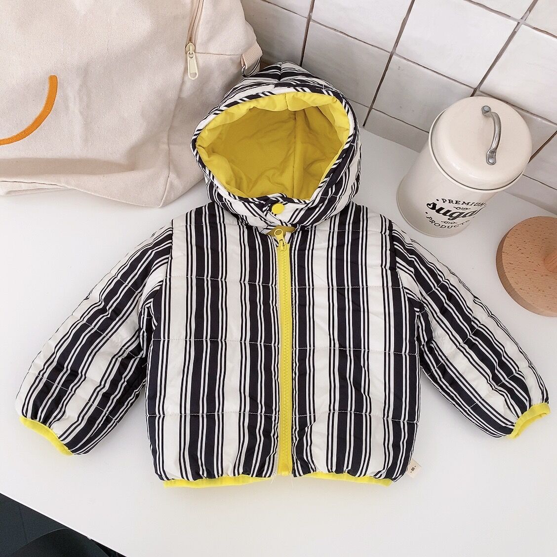 Picture of Children's winter outerwear cotton-padded clothes Korean style children's clothing baby hooded cotton-padded clothes baby winter clothes fleece-lined thickened cotton-padded clothes