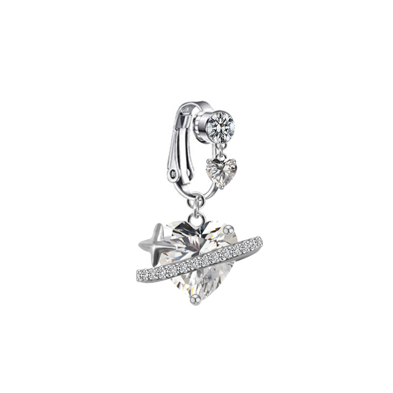 Picture of Gaby European and American Cross-Shaped Navel Ring Planet Moon Navel Ring Navel Ornament Rabbit Heart Non-Porous Navel Nail Ear Clip Dual Use