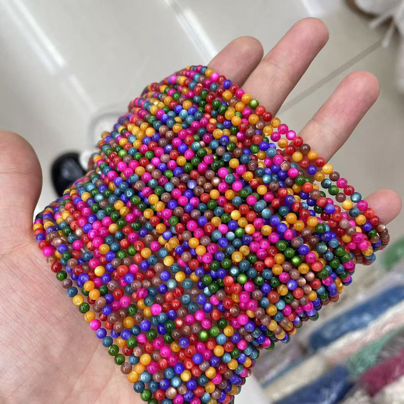 Picture of 3mm Natural Freshwater Shell Beads Round Beads Colorful DIY Jewelry Accessories Hairpin Shell Beads Bracelet Necklace Clavicle Chain Beads