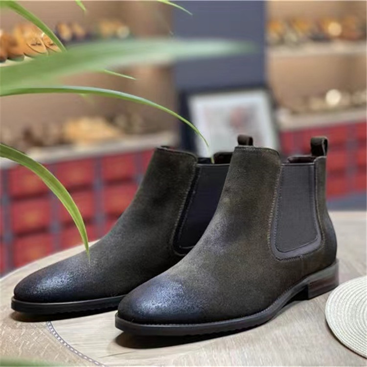Autumn Short Boots, Genuine Leather Martin Boots for Men, Kanye Chelsea Boots for Men, High-Top Men's Boots, Desert Shoes, Breathable and Comfortable