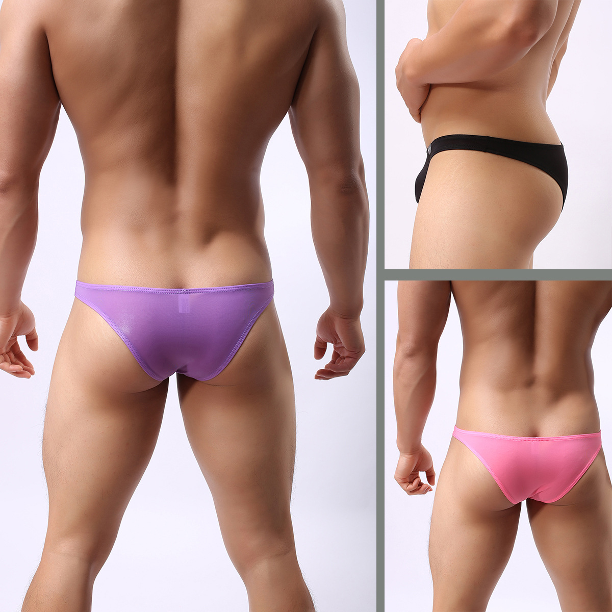 Picture of 4 yards ice silk men's breathable men's briefs ultra-thin ice silk sexy half hip sexy boys underwear B304