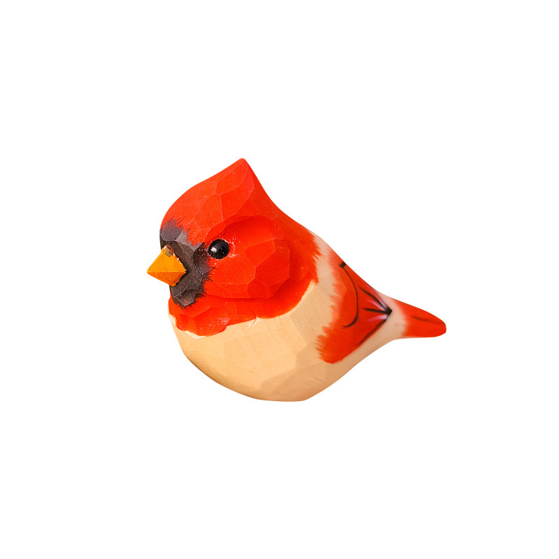 Picture of Bird Wood Carved Ornaments Cute Children's Toys Birthday Gift Hand Carved Colored Healing Desktop Ornaments Animals