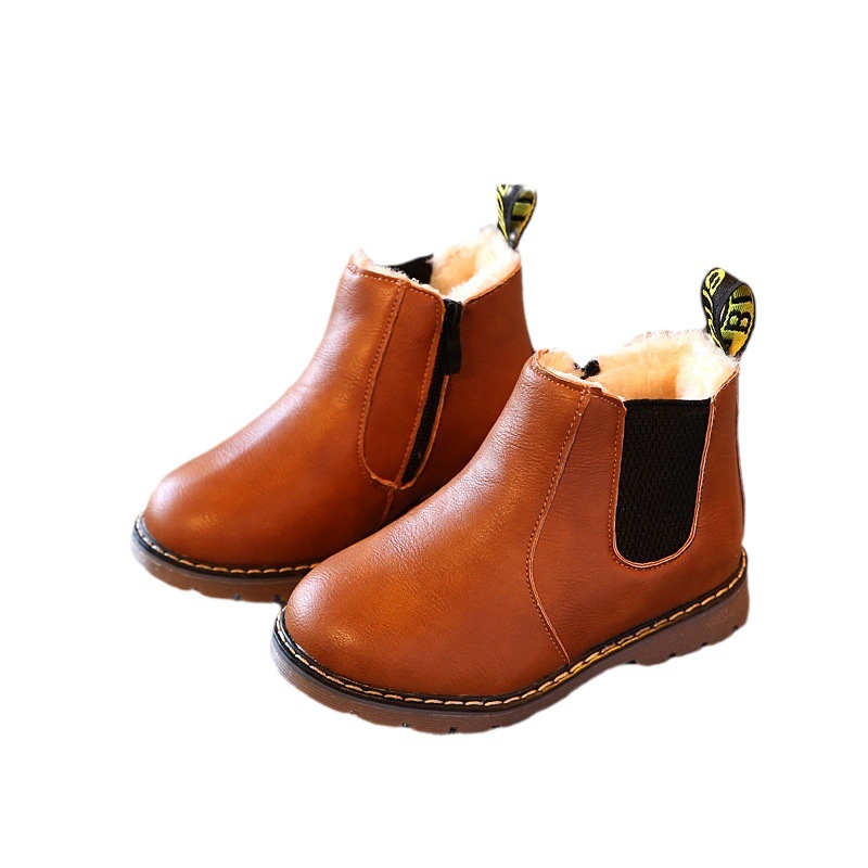 2024 Autumn and Winter New Children's Shoes Boys' Short Boots British Leather Boots Girls' Single Boots Retro Big Children's Martin Boots Trendy