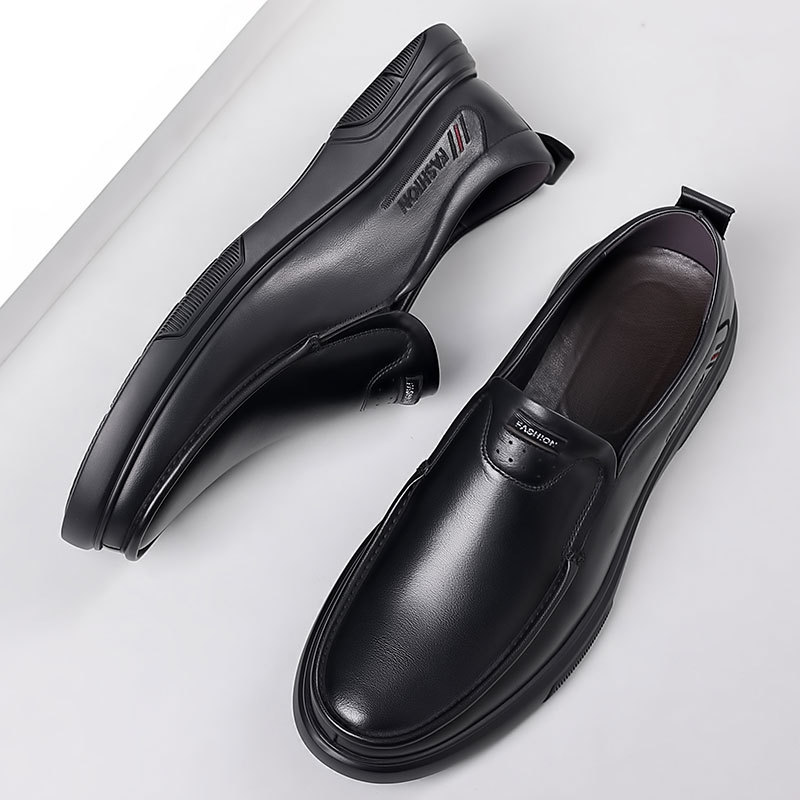 Large Size Men's Shoes 2025 Autumn Business Casual Leather Shoes Men's Genuine Leather Slip-On Shoes Soft Leather Middle-Aged and Elderly Dad Shoes