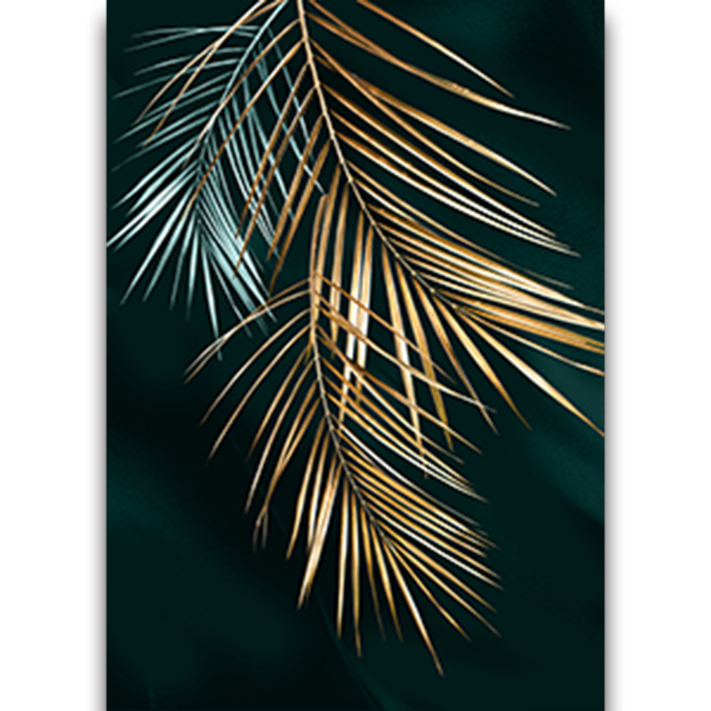 Picture of Source Factory Black Gold Leaves Living Room Hanging Painting Nordic Landscape Canvas Core Wholesale Abstract Restaurant Decorative Painting