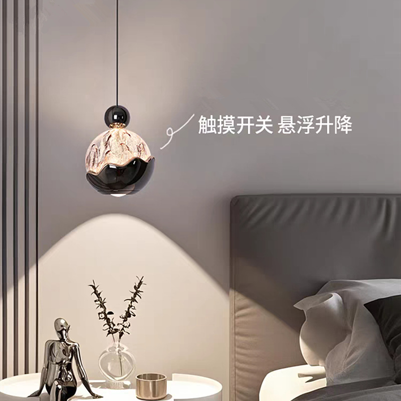 Picture of Bedroom Bedside Chandelier Italian Normcore Hand Scan Liftable Snow Mountain Art Entrance Light High-End Accessible Luxury Chandelier