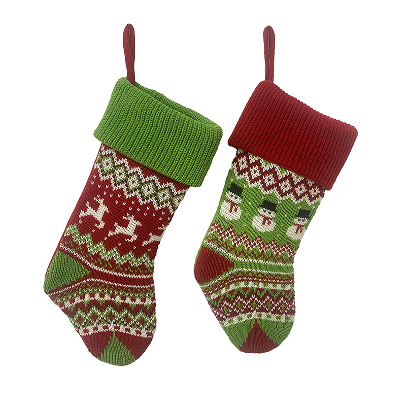Picture of New in stock Christmas Decorations Home Decorative Pendant Snowman Deer Knitted Christmas Socks Gift Bag