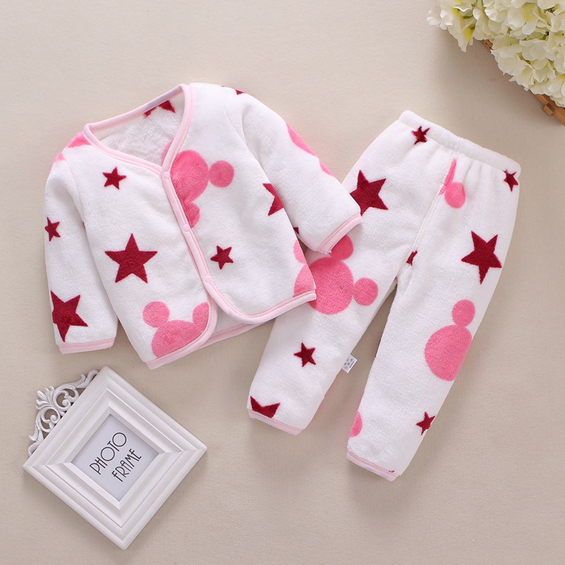 Picture of Baby suit Autumn and Winter Newborn Clothes Boys and Girls Baby Thermal Underwear suit Flannel Cardigan Two-piece Set