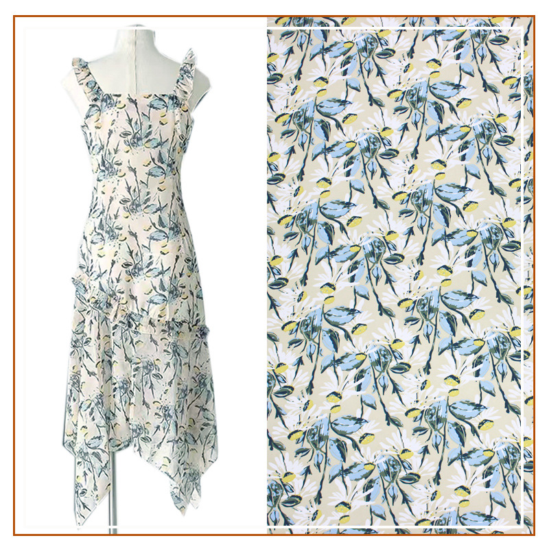 Impermeable Hibiscus and Linen Printed Fabric, Small Fresh Floral New Flower-Shaped Dress Fabric, 2024 Live Broadcast Hot Style
