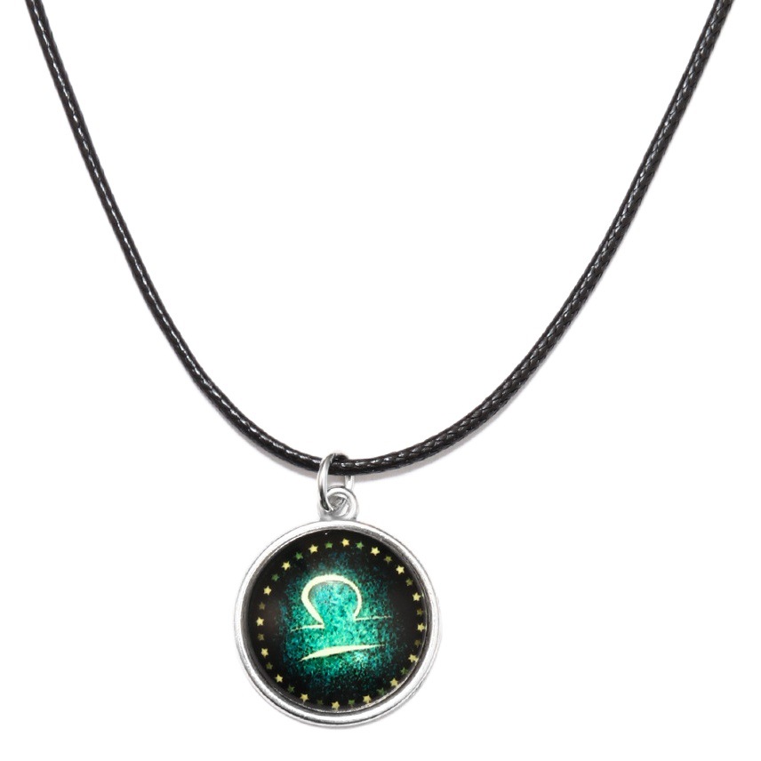 Twelve constellations luminous necklace personality glass buckle student long pendant necklace fluorescent constellation neck chain high sense