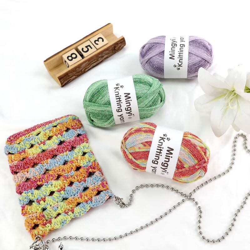 Graffiti section dyeing starry sky hook wrap wool reunion strand yarn DIY knitting crochet glitter thread hollow wool ball