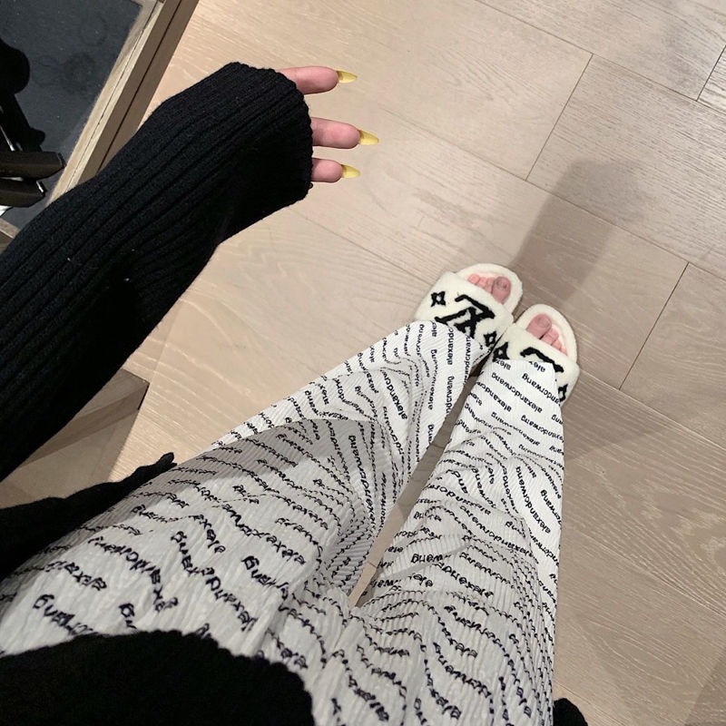 Picture of Cross-border Korean-style 2024 Summer New Hong Kong-style Letter Loose All-match Straight-tube Women's Casual High Waist Dape Trendy Pants