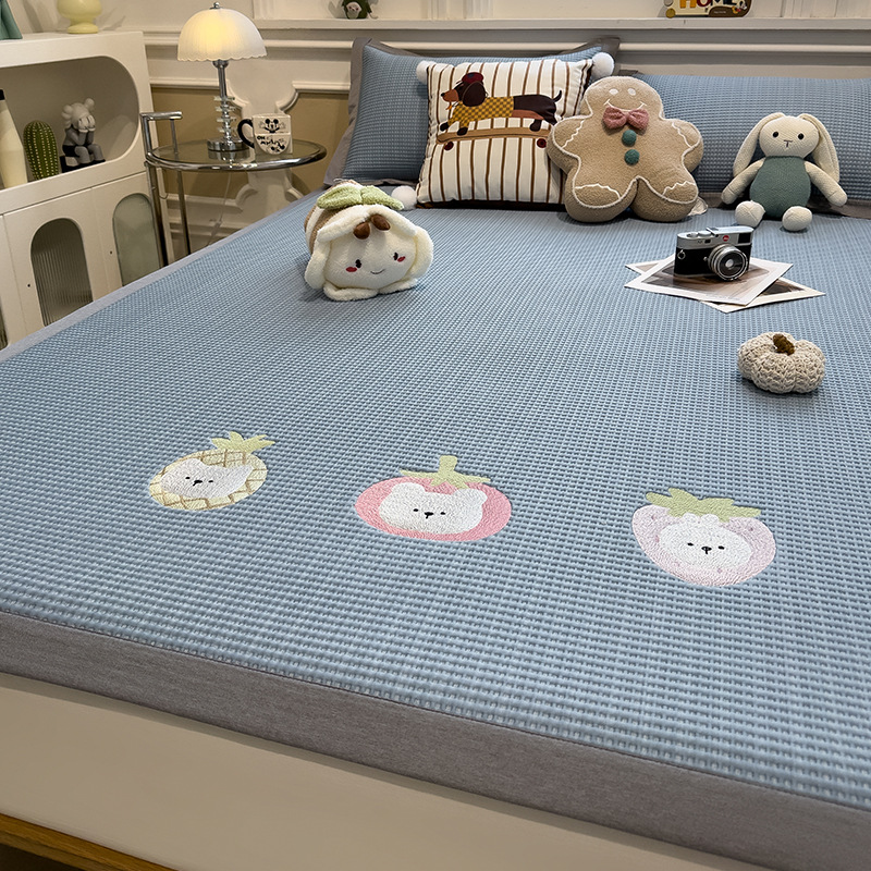 Picture of Category a Maternal and Infant Grade Waffle Ice Bean Mat Three-Piece Set Classy Ice Silk Mat Fitted Sheet Summer Air-Conditioned Soft Mat