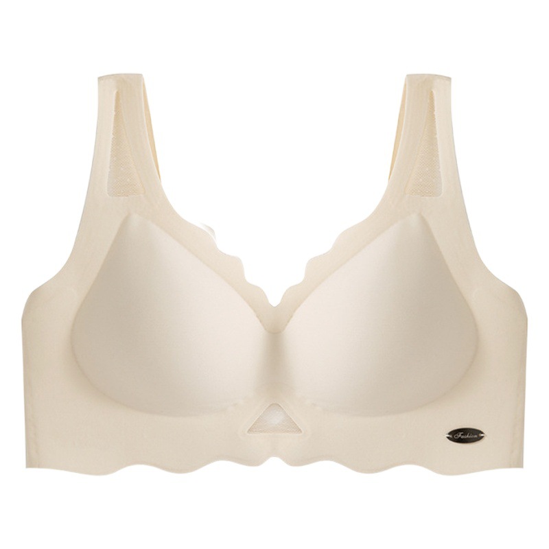 Seamless Intimates Women's Thin Summer Big Breasts Showing Small Ice Silk Beautiful Back Ultra-Thin Bra Large Size Sports Bra Without Steel Rings