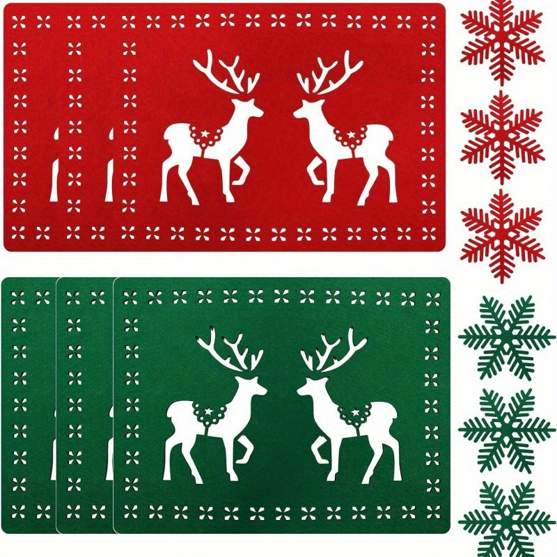 Picture of Cross-border supply felt meal coasters Christmas table decorations creative hollow non-slip thermal insulation felt table mat