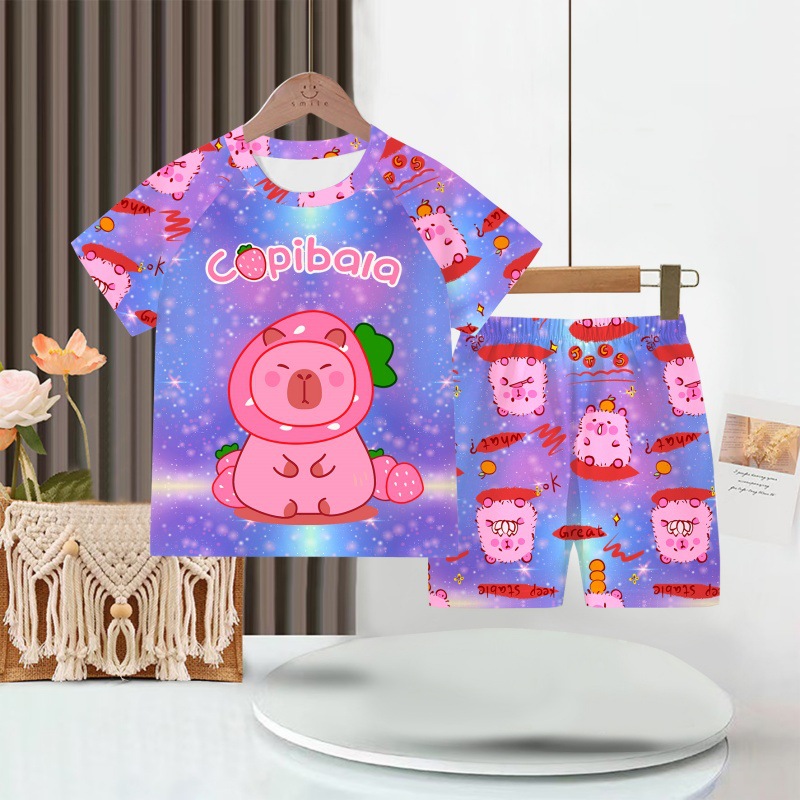 Picture of Wholesale Summer Children's Pajamas Cartoon Girls Short-Sleeved Shorts Thin Boys Casual Middle and Large Children's Suits Home Clothes