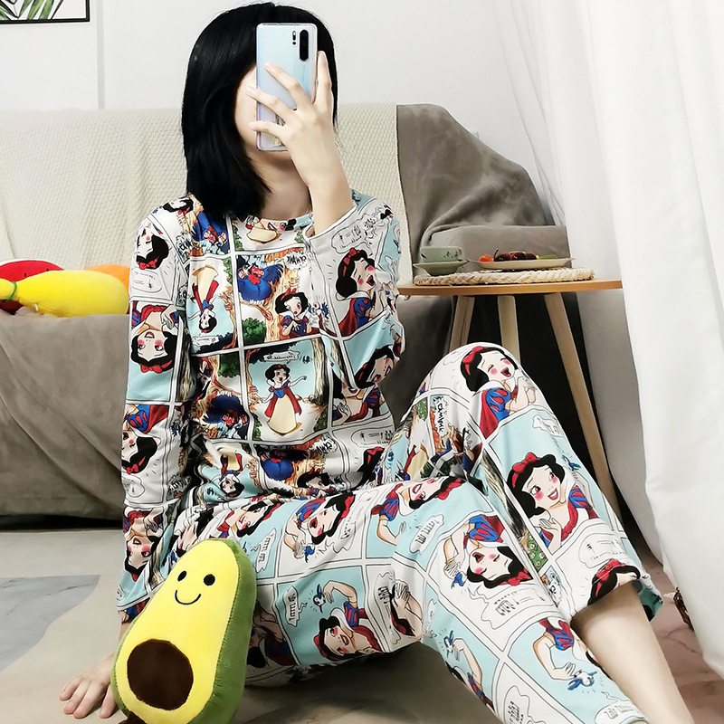 Picture of Factory Clearance Welfare Spring and Autumn Pajamas Women's Casual Comfortable Lady Style Long Sleeve Trousers Two-Piece Home Clothes