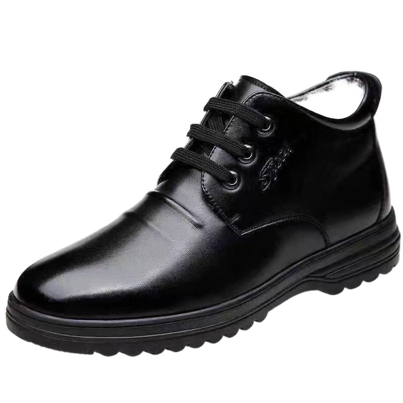 Leather shoes men's shoes winter fleece-lined warm cotton shoes men's cotton shoes casual shoes winter non-slip soft bottom dad shoes