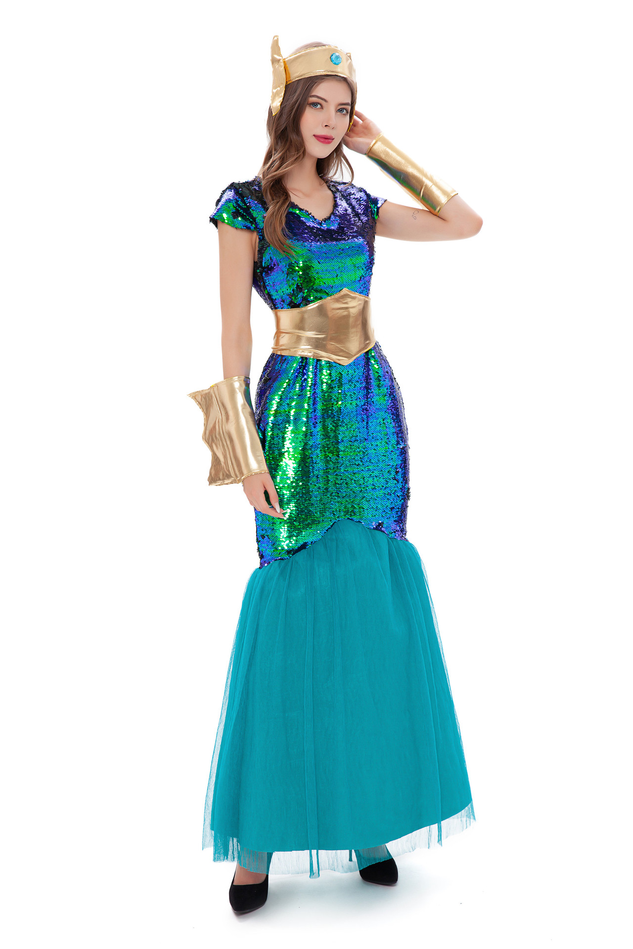 Picture of COSPALY Halloween Annual Meeting adult Greek Roman myth Goddess Naga siren sea god dress up costume