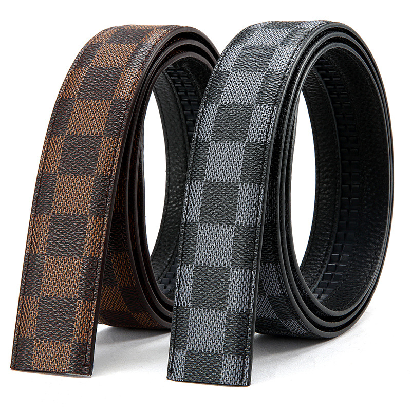 Belt Without Buckle, Genuine Cowhide, Old Floral Pattern, Headless Men's Automatic Accessible Luxury Belt, Durable Buckleless Trouser Belt