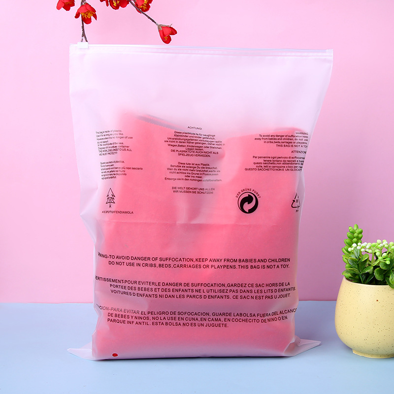 Eva Transparent Frosted Self-Sealing Bag Clothing Zipper Bag Warning Label Bra Clothing Packaging Bag Wholesale Seal