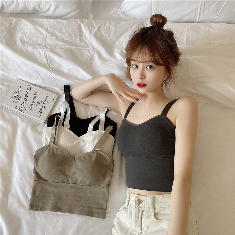 Picture of Popular Korean Style Adjustable Shoulder Strap Beauty Back Vest Wrap Chest Anti-walking Sports Leisure All-match Outer Wear Base Underwear