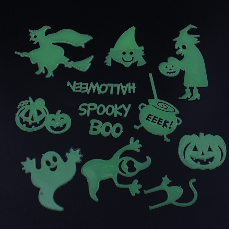 Halloween Scene Layout Haunted House Bar Ktv Wall Glass Decoration Props Pumpkin Ghost Witch Luminous Stickers