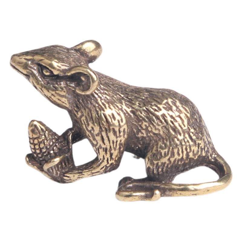 Brass Corn Mouse Creative Keychain Pendant Zodiac Mouse Many Children and Many Sun Nafu Pendant Stall Copper Wholesale