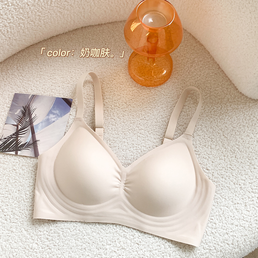 Picture of New Naked Soft Support Underwear Women's Pleated Comfortable Sleep Push-up Anti-sagging Bra without Steel Ring