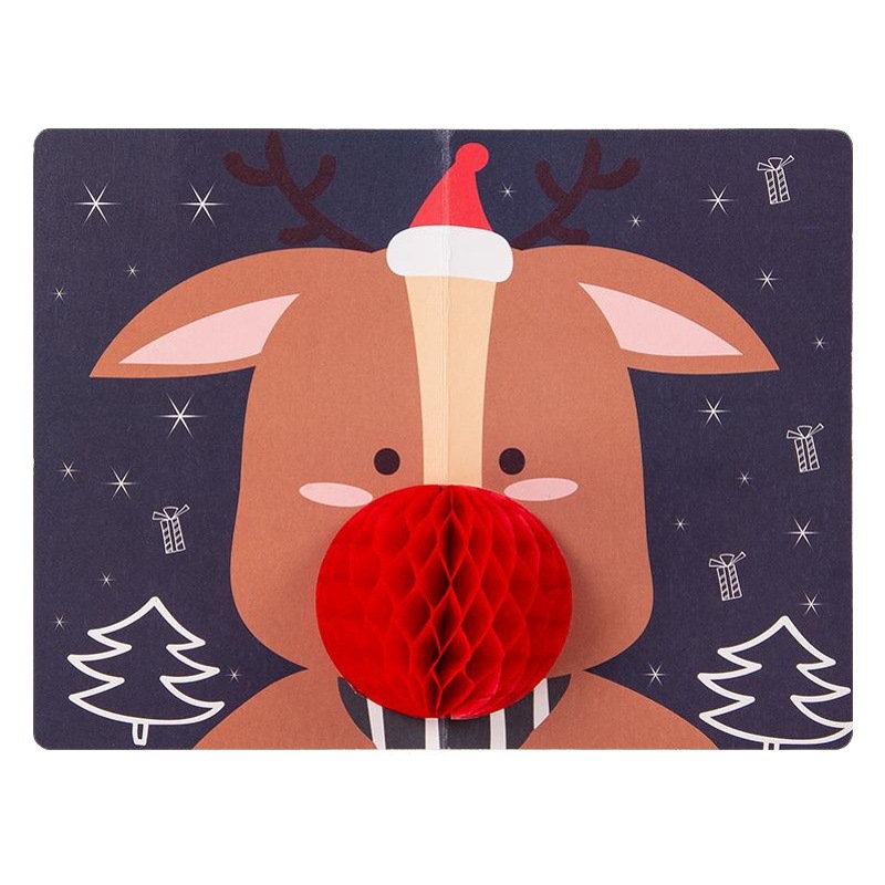 Senyu Leaf Christmas Card Snowman Christmas Card Creative 3D Cartoon Gift Card Birthday ins Business