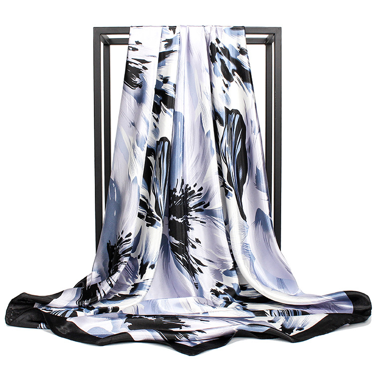 Shopee Bawal Satin Printed Silk Scarf Autumn and Winter New Product 90cm Large Square Scarf Opening Event Gift Scarf