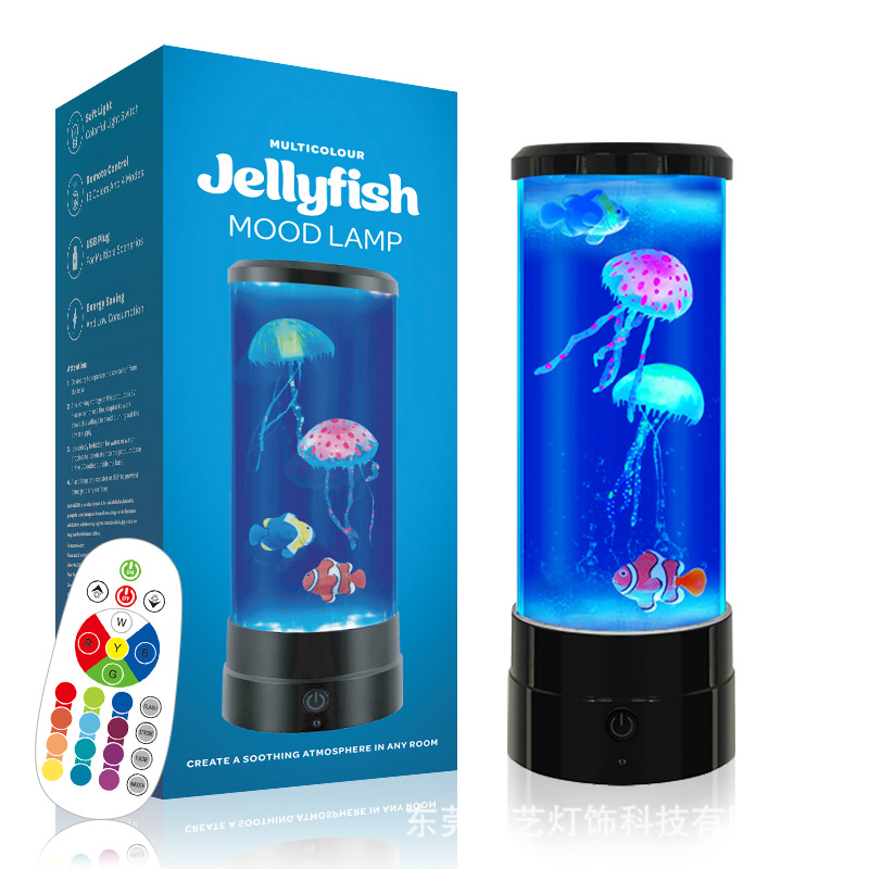 Wholesale Remote Control Jellyfish Lamp Cross-Border Led Night Light Home Bedroom USB Bedside Table Lamp Atmosphere Lamp Christmas Lamp