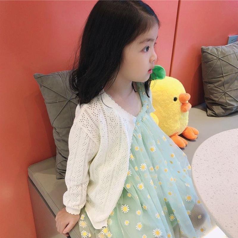 Picture of 2025 Girls' Long-sleeved Ice Silk Thin Top Baby's Cardigan Children's Spring and Autumn Long-sleeved Coat Sunscreen Clothes