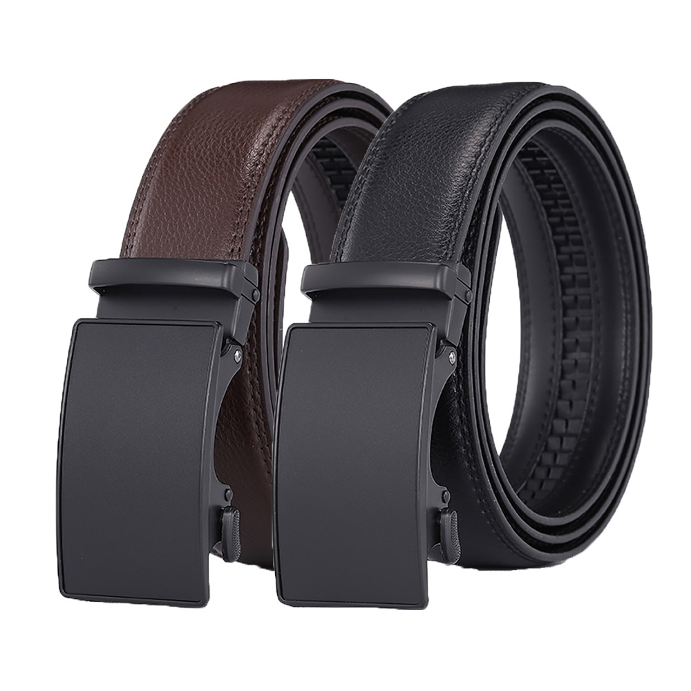 Belt Men's Genuine Leather Wholesale Alloy Automatic Buckle Cross-Border Cowhide Men's Belt Men's Business Jeans Belt Manufacturer