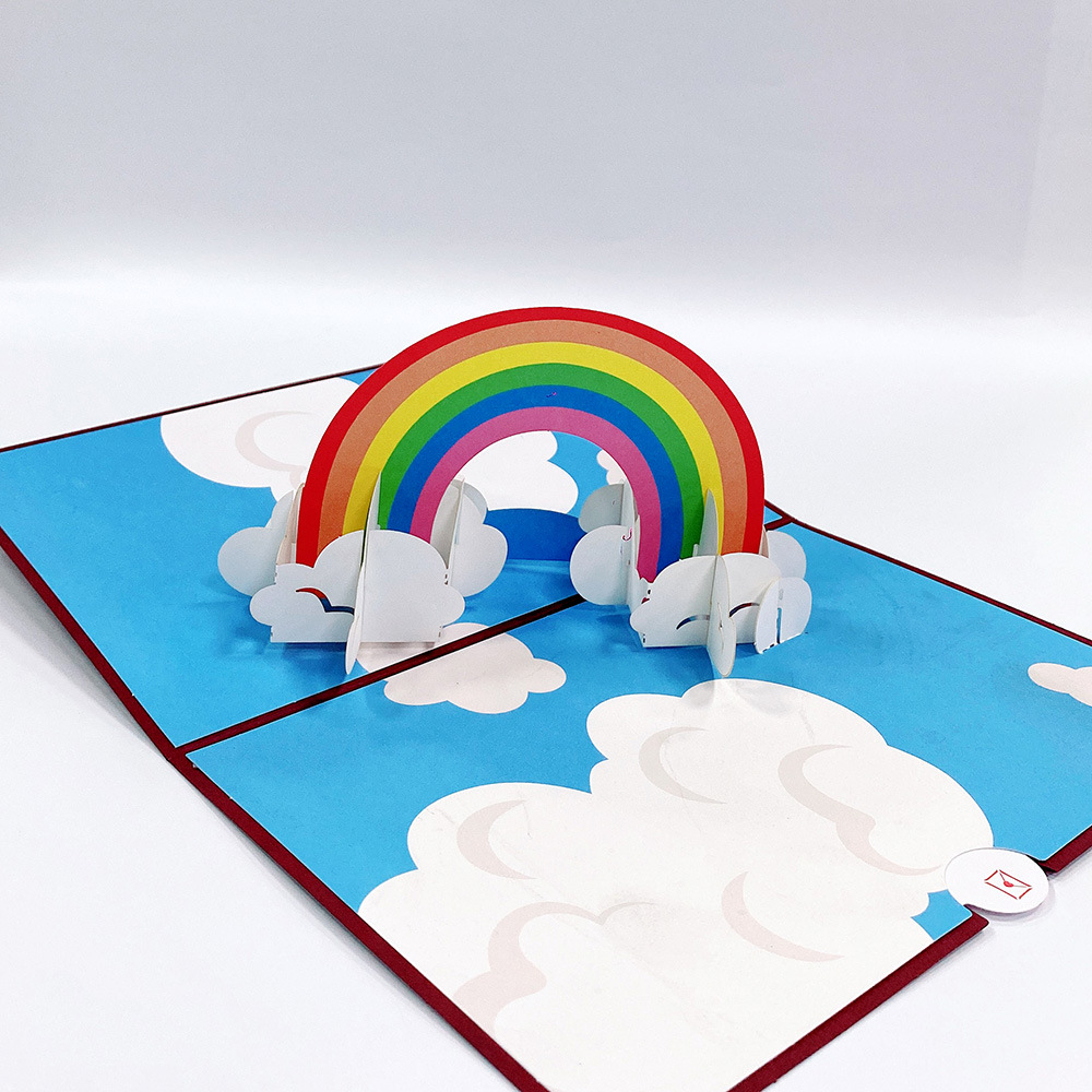 Picture of Cross-Border 3D Birthday Greeting Card for Children, Unicorn Rainbow Bridge Paper Carving Craft Blessing Card, Universal for Holidays