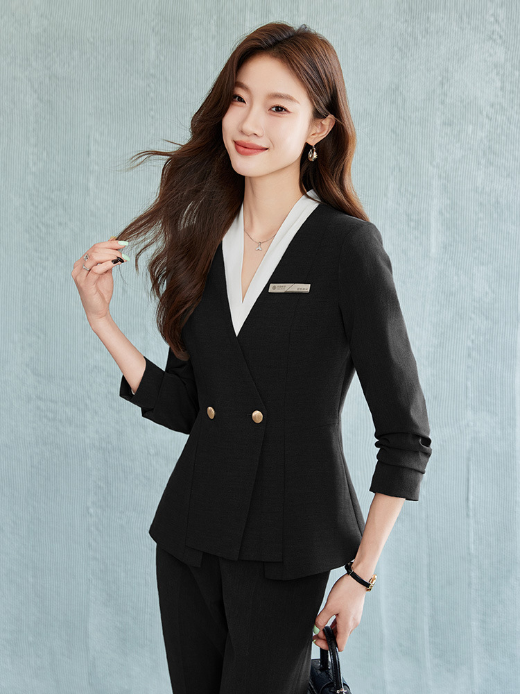 Picture of Black Suit suit Women's Business Wear Foruman Autumn and Winter Temperament Goddess Fan OL Tooling Jewelry Store Front Desk Work Clothes