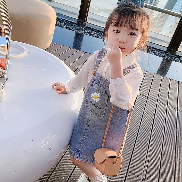 Picture of Girls' Denim Suspender Skirt Spring and Summer New Suspender Dress Denim Skirt Fashionable Popular Baby Long Skirt Gaun