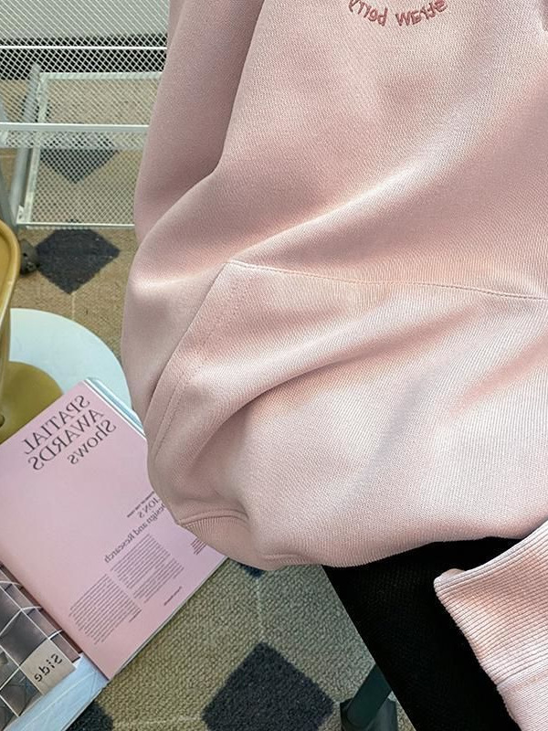 Picture of Pink Hooded Half Zipper American Style Lazy Sweatshirt Women's Autumn and Winter 2024 New Explosions Small Top Jacket