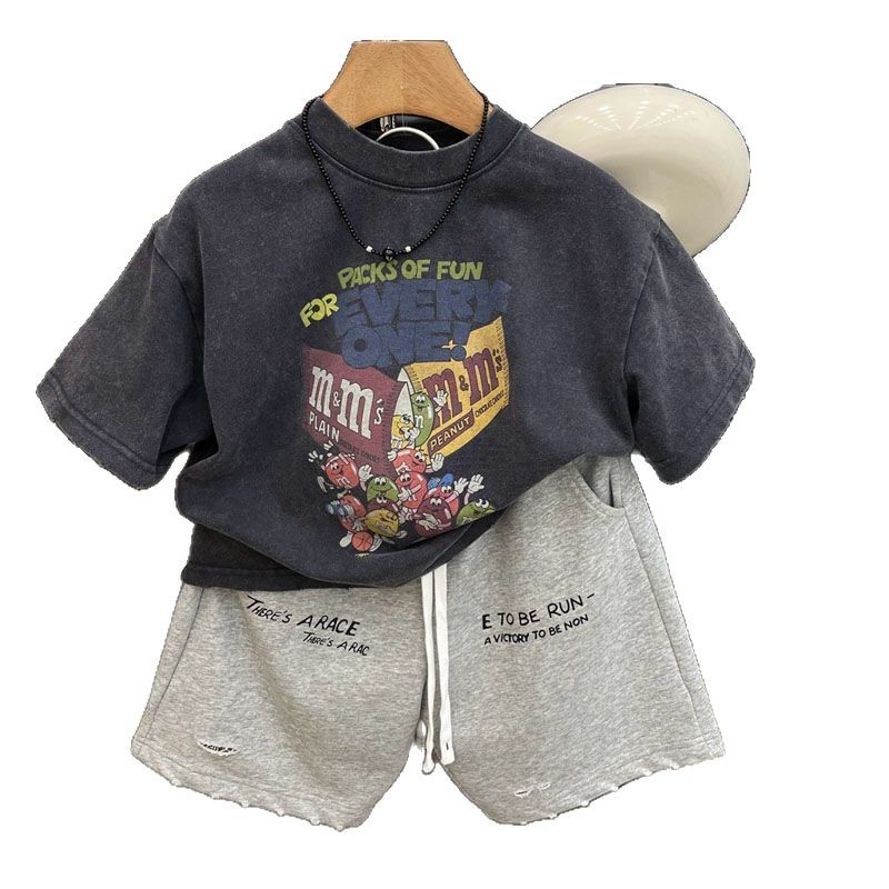 Picture of Boys' Western Style Cartoon Short-sleeved T-shirt 2025 Summer New Style Baby's Old Cotton Crewneck Base Shirt T-shirt