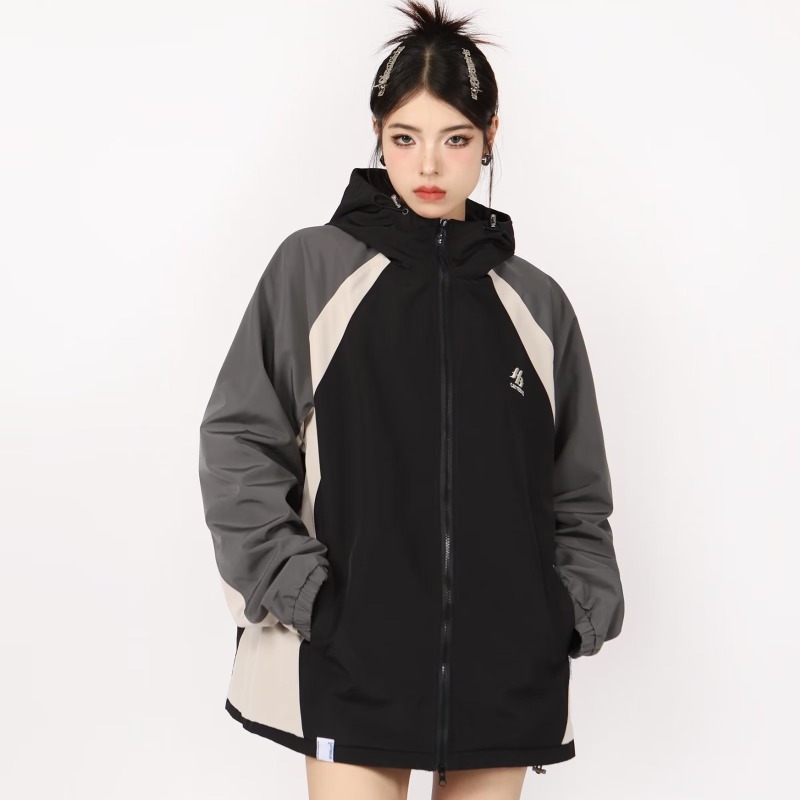 Picture of Cross-Border Waterproof Jacket for Women New American Retro Contrasting Color Sports Baseball Uniform Loose Casual Jacket Trendy and Windproof