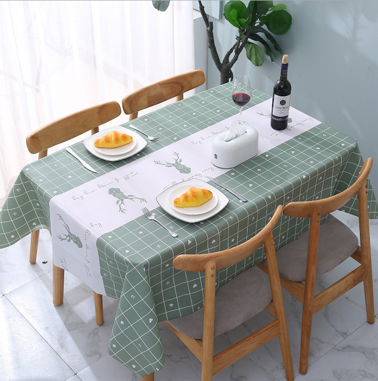 Picture of Home Nordic Tablecloth Modern Simple Style Tablecloth Fruit Anti-scalding Waterproof Oil-proof Disposable PVC Plaid Tablecloth