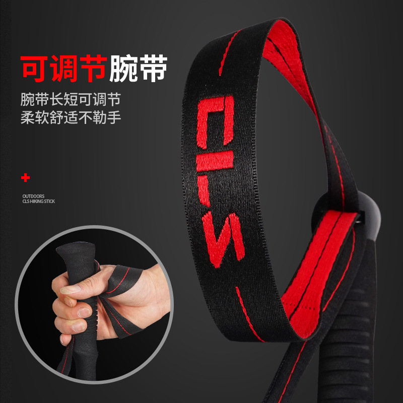 Picture of Outdoor Outer Lock Climbing Stick 7075 Aluminum Alloy Walking Battle Ultra Light Portable Telescopic Hiking Stick Mountain Climbing Crutch Stick