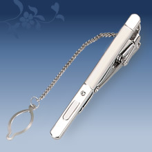 Picture of Metal tie clip men's suit chain 140 simple flower type business atmosphere with drill tie clip