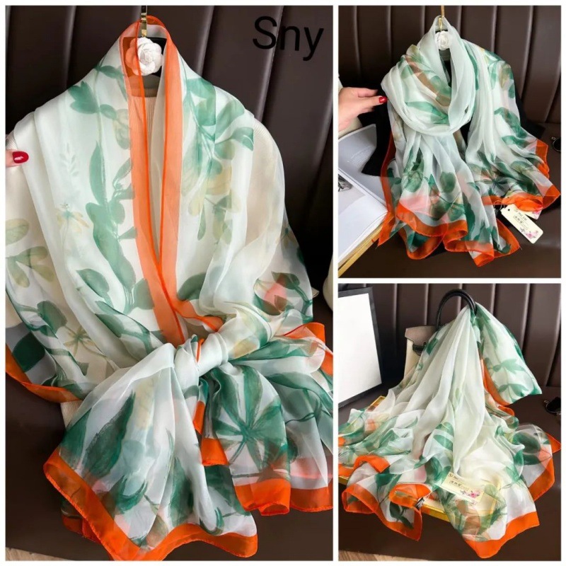 Picture of Spring and Summer New Soft Yarn Sunscreen Shawl Summer Thin Imitation Silk Long Silk Scarf Fashion Printed Flower Scarf
