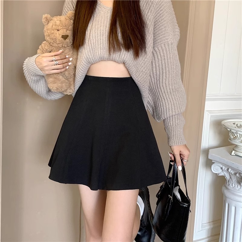 Woolen Skirt Women's Short Skirt New 2024 Explosions Outer Wear Autumn and Winter A- word Half Skirt A- word Pleated Short Skirt