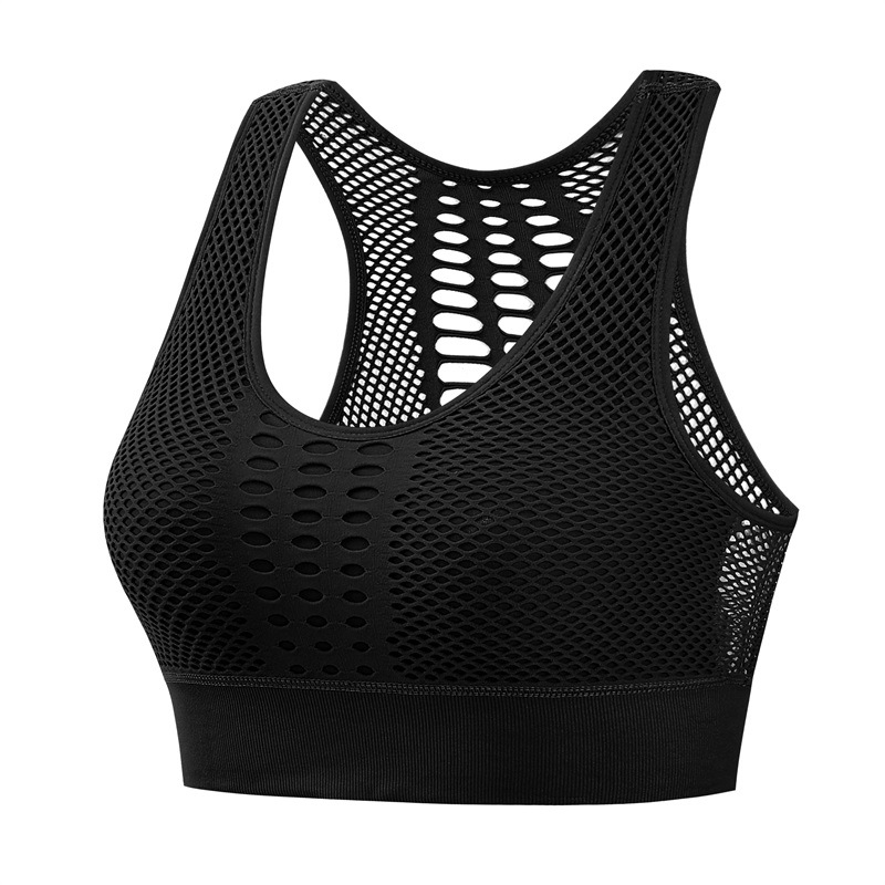 Picture of plus size Hollow-out Beautiful Back Sports Underwear Women's Outer Wear Shockproof Vest Gather-up Fitness Running Yoga Sports Thin Bra