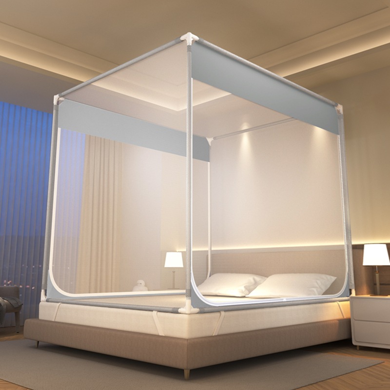 Picture of Class A Mosquito Net Household Bedroom Three-door New Bracket Tattoo Children's Anti-fall Anti-drop Bed Fully Surrounded Bottomless 1.8