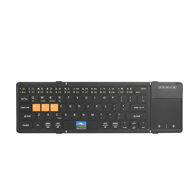 Picture of Three Channel Bluetooth Folding Keyboard Portable Rechargeable Mute Keypad Win/iOS/Android/Mac