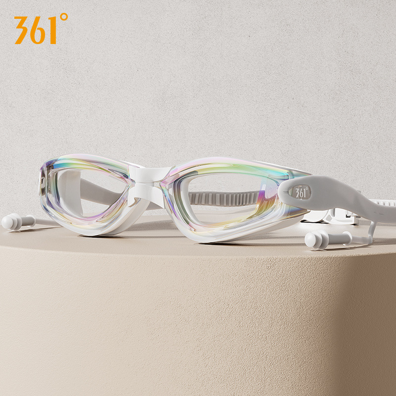 Picture of 361 degree swimming goggles earplugs integrated swimming glasses widened field of vision myopia glasses colorful electroplated swimming glasses